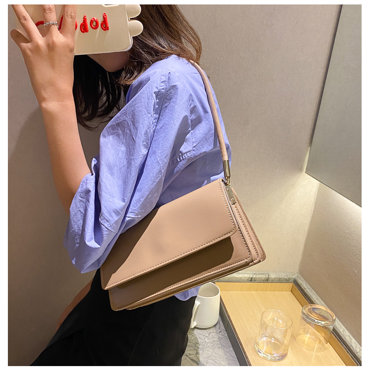 2021 High quality Soft PU Leather Baguette Shoulder Bags For Women Simple Armpit Bag Lady Solid Color Handbags