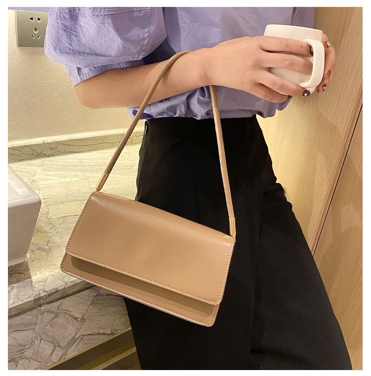 2021 High quality Soft PU Leather Baguette Shoulder Bags For Women Simple Armpit Bag Lady Solid Color Handbags