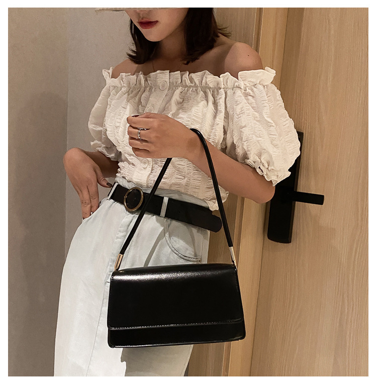 2021 High quality Soft PU Leather Baguette Shoulder Bags For Women Simple Armpit Bag Lady Solid Color Handbags