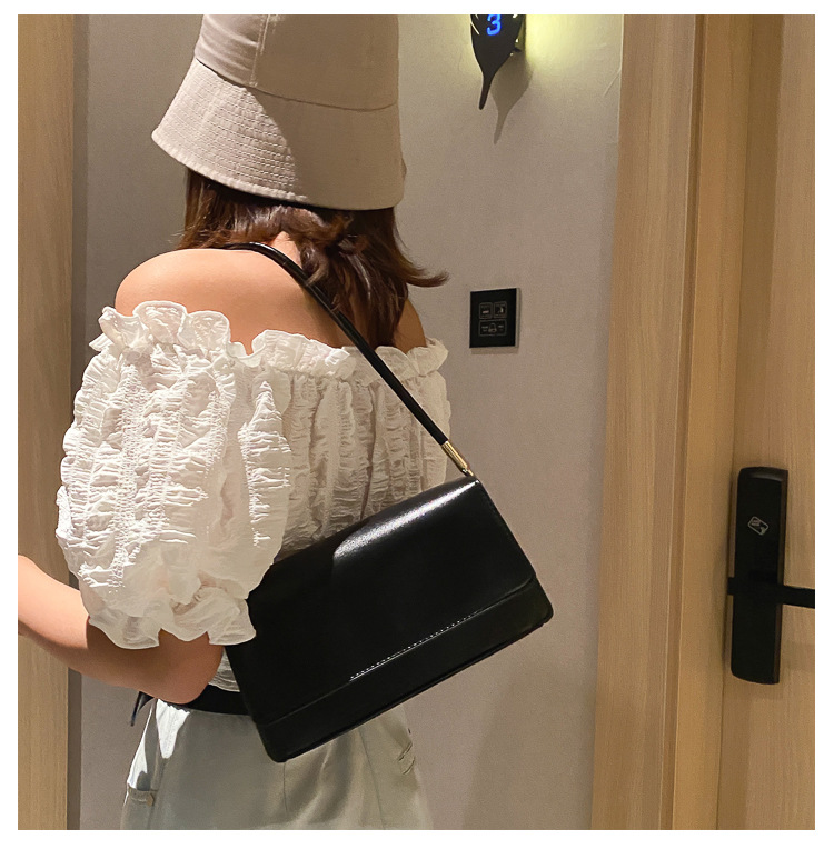 2021 High quality Soft PU Leather Baguette Shoulder Bags For Women Simple Armpit Bag Lady Solid Color Handbags
