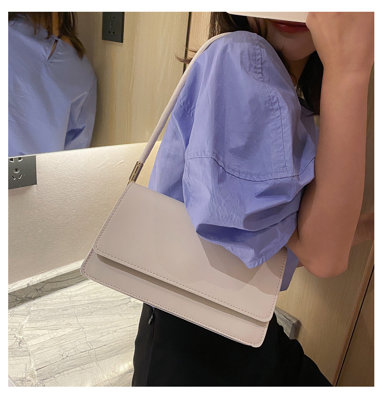 2021 High quality Soft PU Leather Baguette Shoulder Bags For Women Simple Armpit Bag Lady Solid Color Handbags