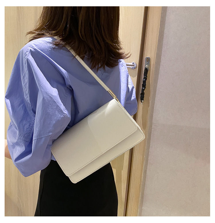 2021 High quality Soft PU Leather Baguette Shoulder Bags For Women Simple Armpit Bag Lady Solid Color Handbags