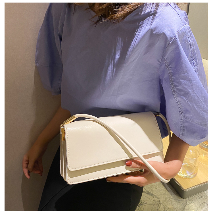 2021 High quality Soft PU Leather Baguette Shoulder Bags For Women Simple Armpit Bag Lady Solid Color Handbags