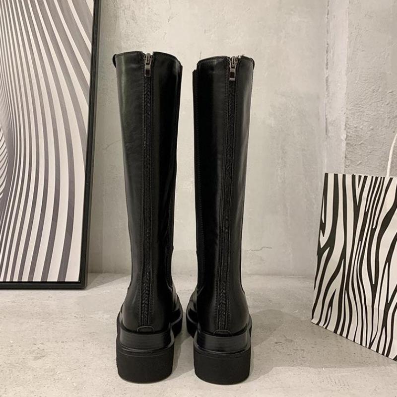 2021 High quality Knee High Boots Women Shoes Leather Platform Riding Boots Zipper Ladies Long Boots