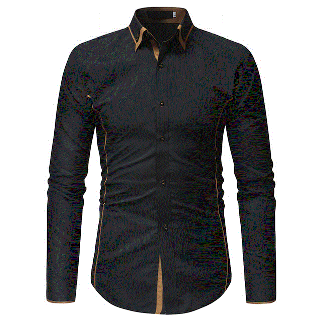 2021 High quality Fashion Brand Long Sleeve Shirt Men Korean Slim Double Collar Design Casual Dress Shirt Plus Size