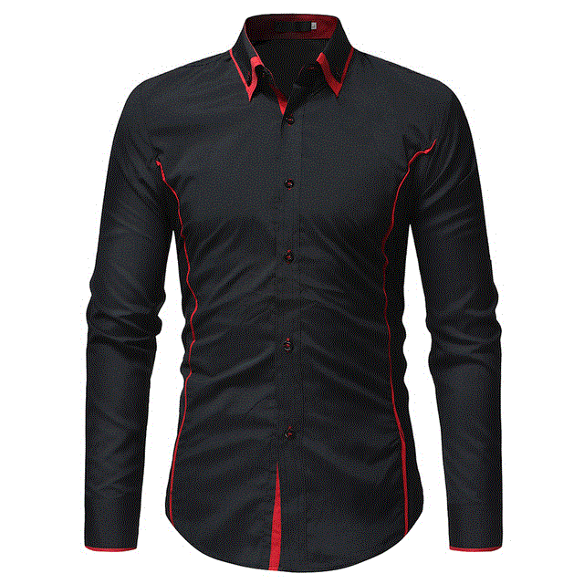 2021 High quality Fashion Brand Long Sleeve Shirt Men Korean Slim Double Collar Design Casual Dress Shirt Plus Size