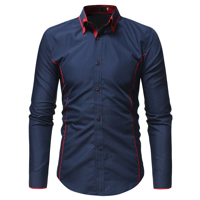 2021 High quality Fashion Brand Long Sleeve Shirt Men Korean Slim Double Collar Design Casual Dress Shirt Plus Size