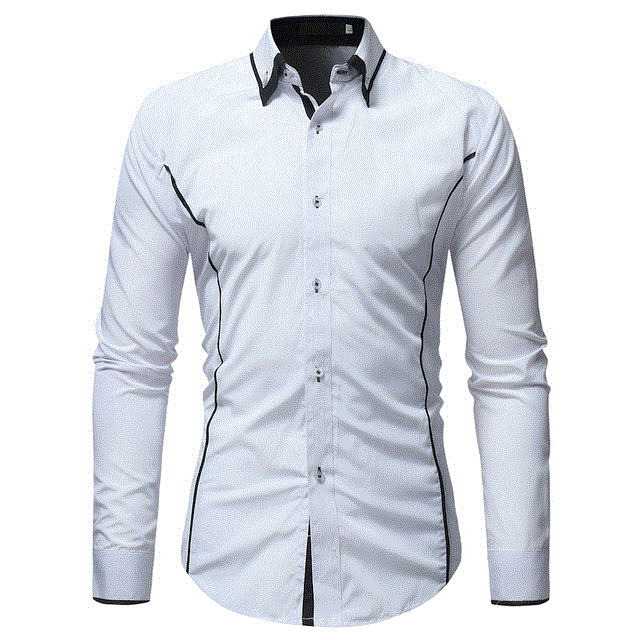 2021 High quality Fashion Brand Long Sleeve Shirt Men Korean Slim Double Collar Design Casual Dress Shirt Plus Size