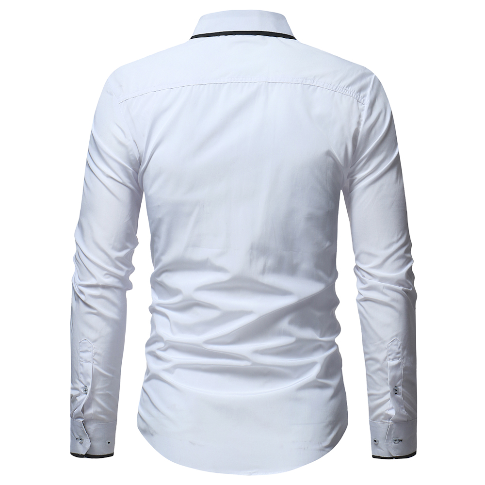 2021 High quality Fashion Brand Long Sleeve Shirt Men Korean Slim Double Collar Design Casual Dress Shirt Plus Size