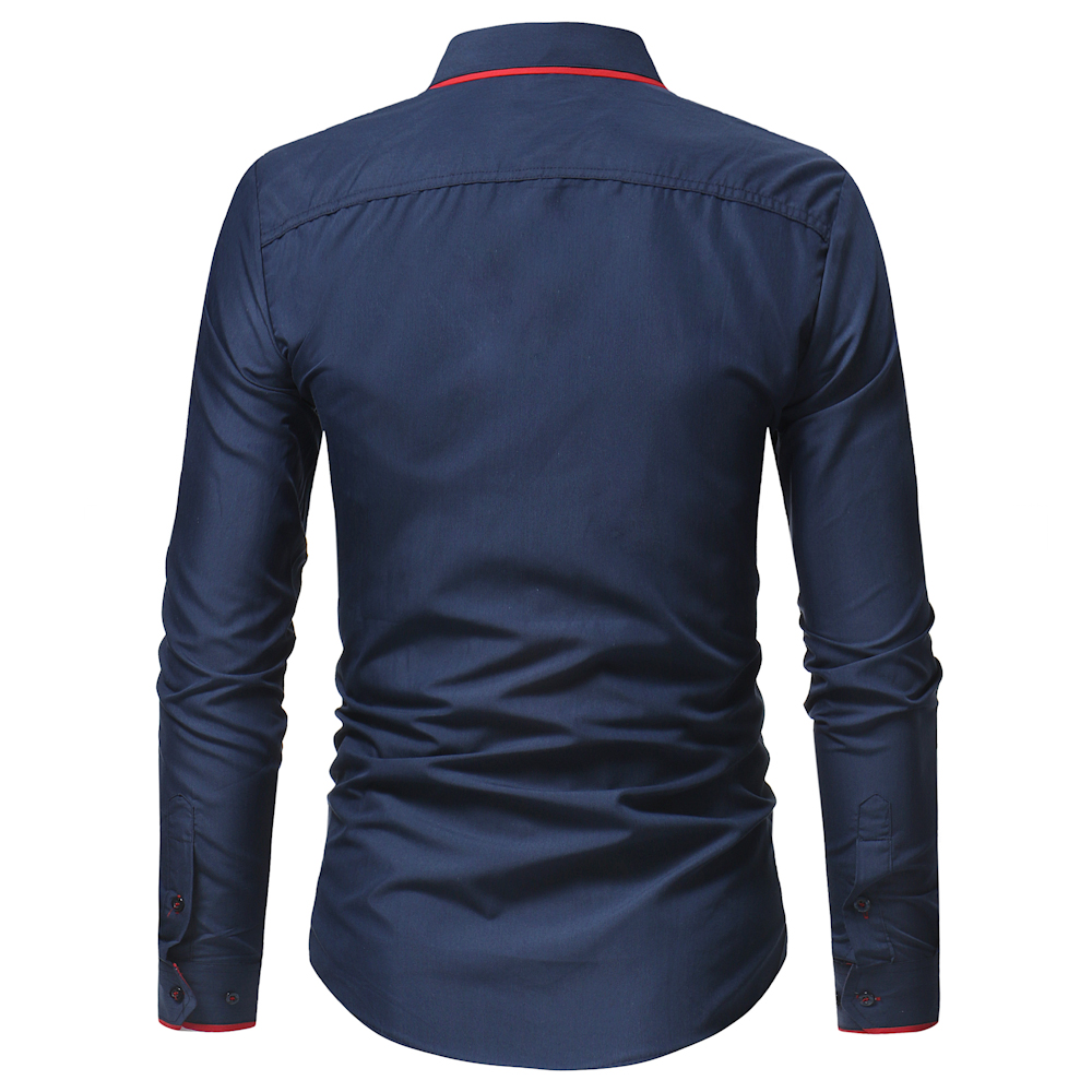 2021 High quality Fashion Brand Long Sleeve Shirt Men Korean Slim Double Collar Design Casual Dress Shirt Plus Size