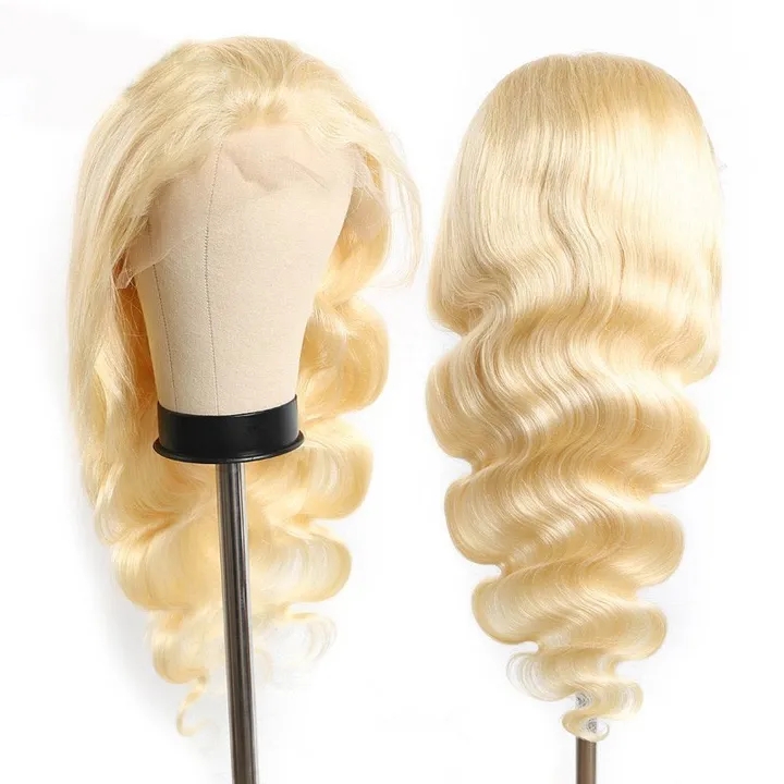 2021 High quality Wig lady high temperature silk chemical fiber small roll fashion blonde in the middle long curly wig