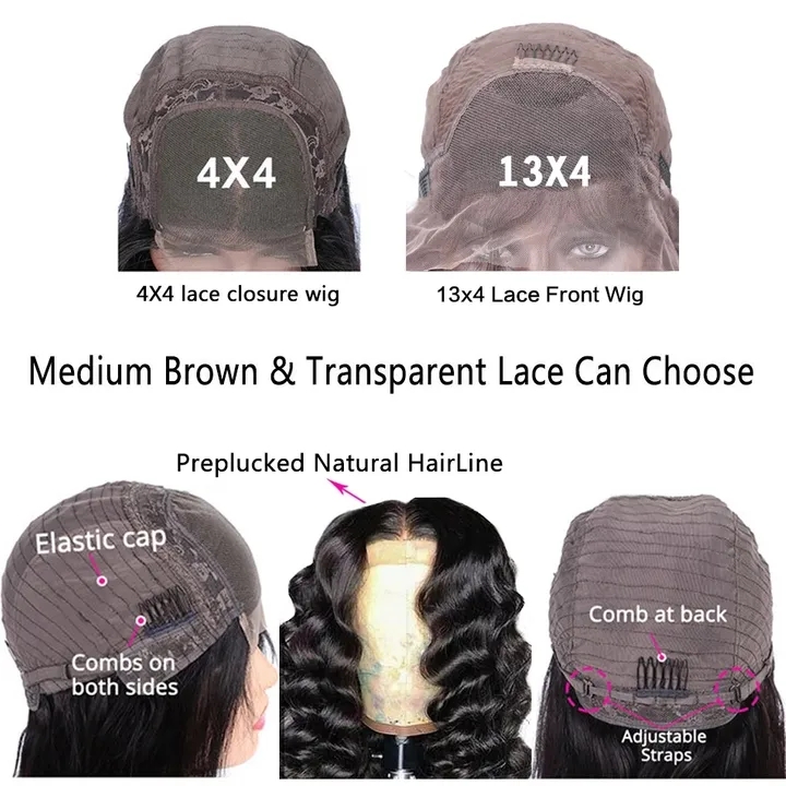 2021 High quality Transparent Lace Closure Loose Wave Wig Glueless Lace wigs Loose Wave Lace Wig