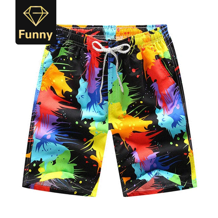 2021 High quality Fast-drying Men's Color Shorts Swimming Beach Shorts Flower Surfboard Shorts