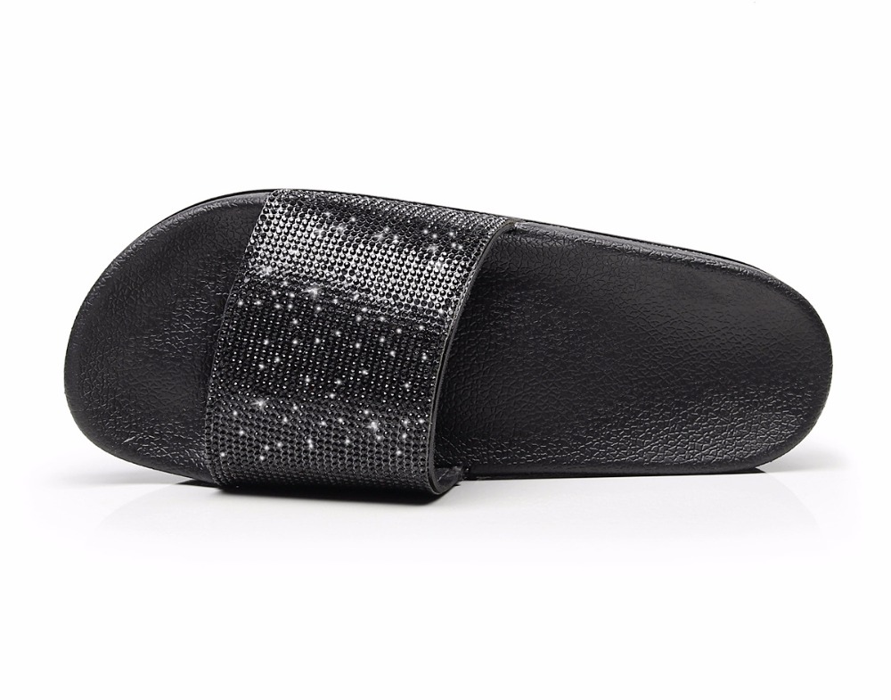 2021 High quality Summer Women Crystal Diamond Slippers Bling Beach Flip Flops Ladies Sandals Casual Shoes plus Size