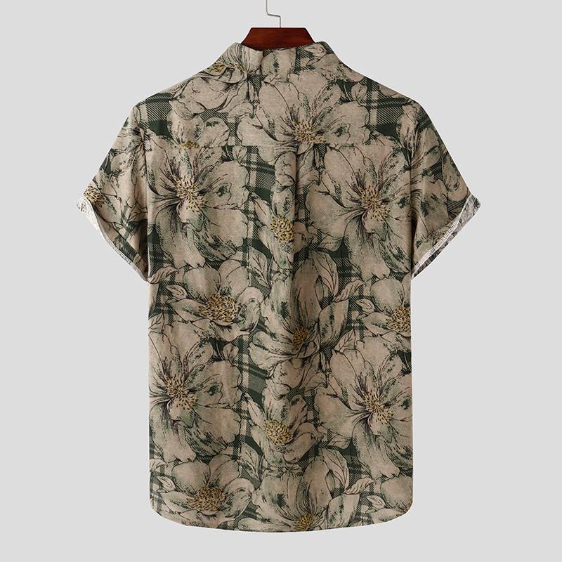 2021 High quality Mens Printed Summer Hawaiian Blouse Men Vintage Shirts Short Sleeve Lapel Casual Buttons Shirts