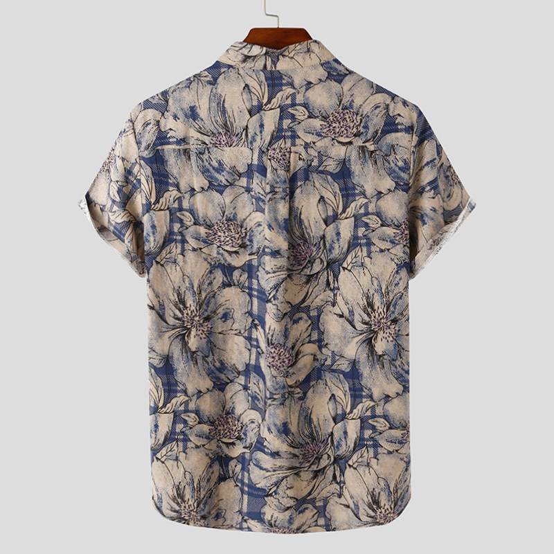 2021 High quality Mens Printed Summer Hawaiian Blouse Men Vintage Shirts Short Sleeve Lapel Casual Buttons Shirts