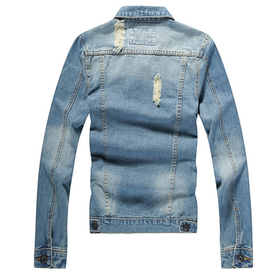 2021 High quality Men Patch Denim Jacket Long Sleeve Denim coat Fashion Streetwear Lapel Slim Fit Quality Mens Jackets
