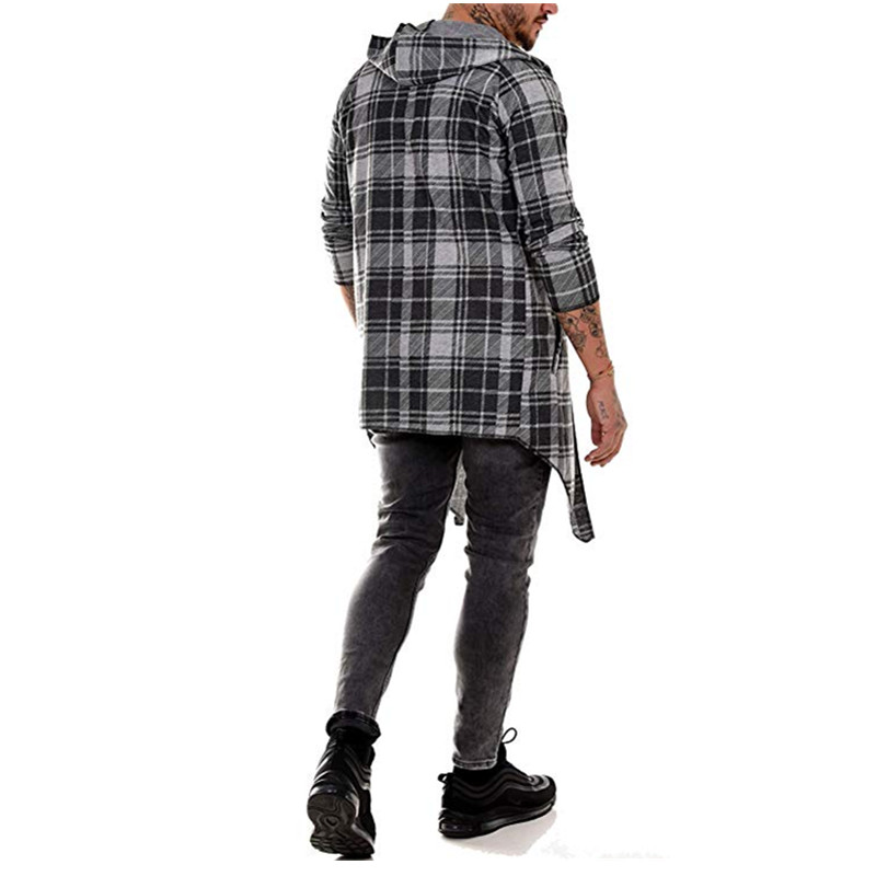 2021 High quality Men gothic trench coat men cardigan slim long cloak sweater hooded Knitted plaid fashion jackets