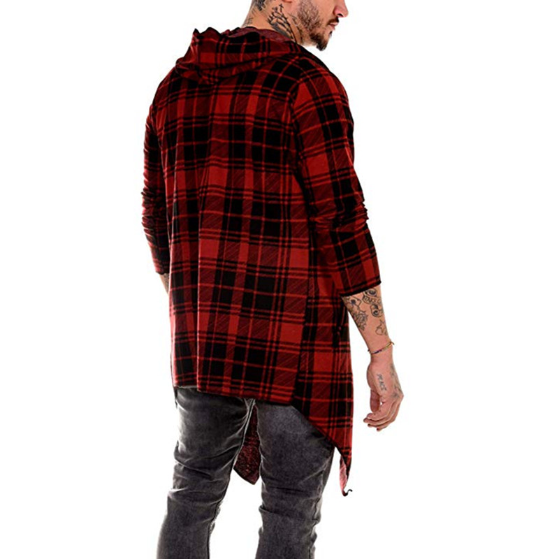 2021 High quality Men gothic trench coat men cardigan slim long cloak sweater hooded Knitted plaid fashion jackets