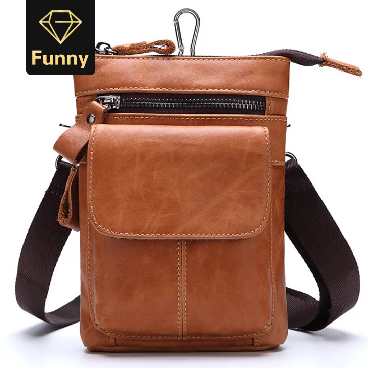 2021 High quality Men Vintage Shoulder Bag Fashion Business Leather Crossbody Sling Messenger Bags Chest Daypack