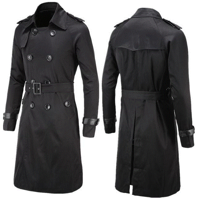 Men Classic Trench Coat Jacket Fashion Trench Coat Male Double Breasted Slim Outwear Adjustable Belt