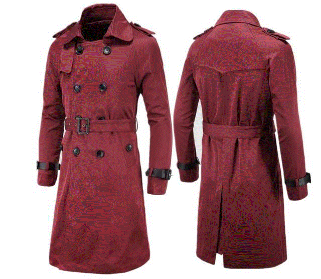 Men Classic Trench Coat Jacket Fashion Trench Coat Male Double Breasted Slim Outwear Adjustable Belt