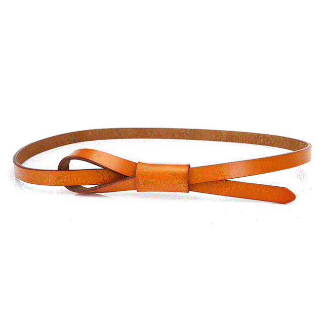 Women Thin Leather Women Belt Casual Knot Belts for Dresses Autumn Camel Self Tie Strap Accessories