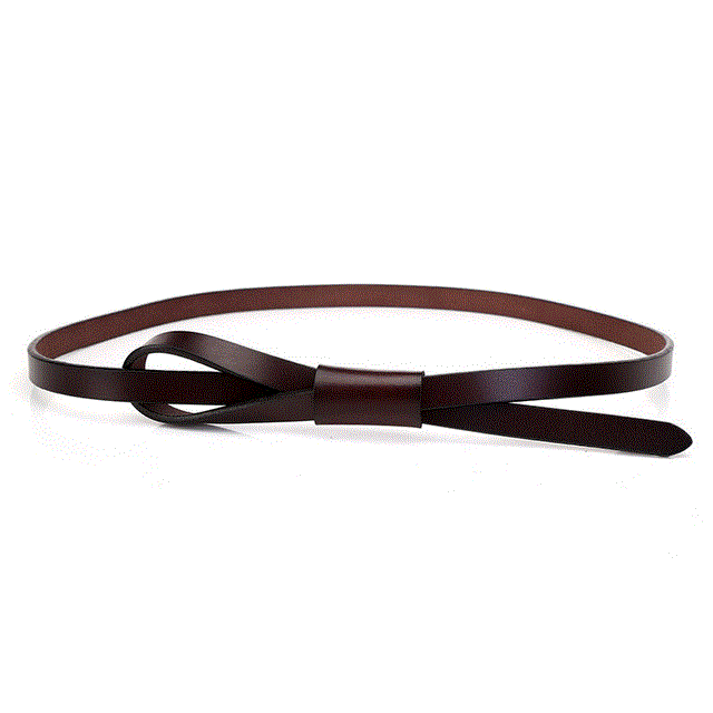 Women Thin Leather Women Belt Casual Knot Belts for Dresses Autumn Camel Self Tie Strap Accessories