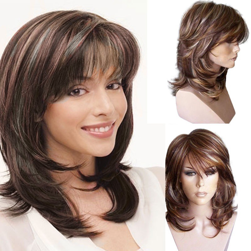 Women Long Natural Wave Wigs Wave Blonde Brown Natural Synthetic Wig Heat Resistant Hair Wigs