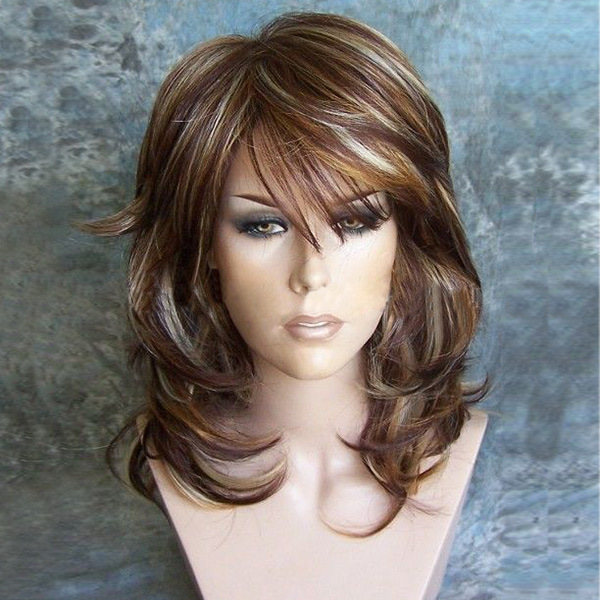 Women Long Natural Wave Wigs Wave Blonde Brown Natural Synthetic Wig Heat Resistant Hair Wigs