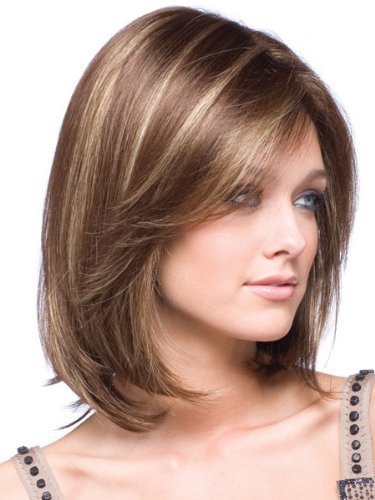 Straight Bangs Style Pixie Cut 14inch Synthetic Wig Brown Mixed Short Natural Full Wigs for Women