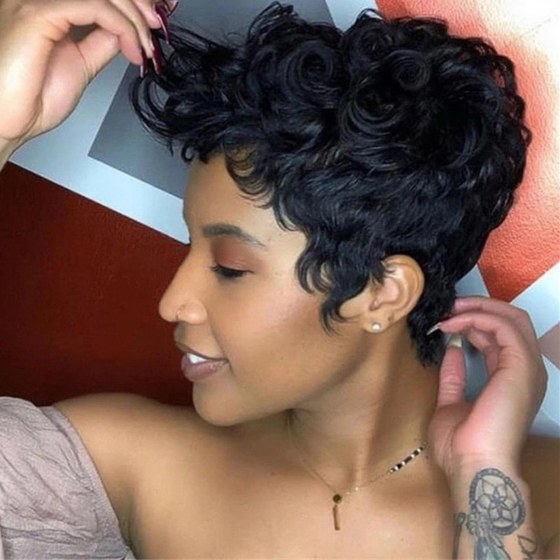 Short Kinky Curly Wig Bob Cut Synthetic Natural Hair Wig For Women Heat Resistant Wigs With Bangs