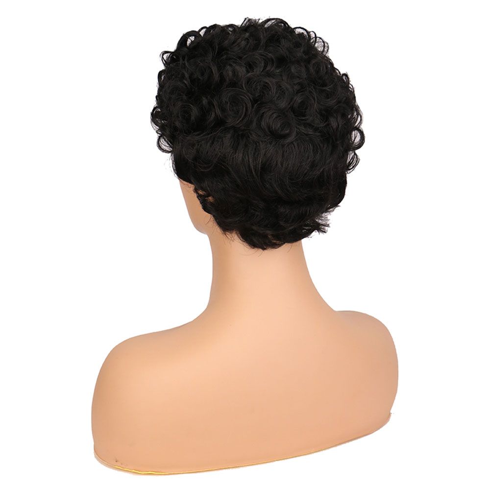 Short Kinky Curly Wig Bob Cut Synthetic Natural Hair Wig For Women Heat Resistant Wigs With Bangs