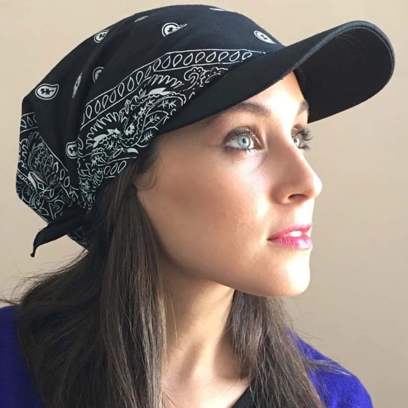 Fashion Women Men Unisex Cotton Hat Square Scarf Cap Soft Headscarf Cap Outdoor Brim Sunshade Hats