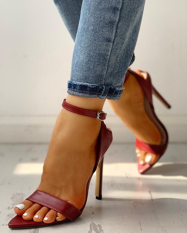 Women Fashion Office Pumps Leopard Thin Heeled Sandals Buckle Strap Party Sexy Shoes Wedding Sandals