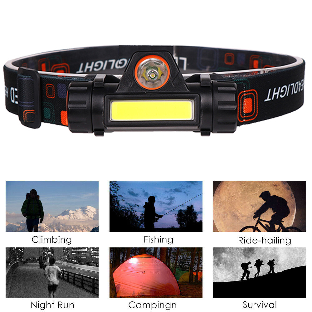 Portable waterproof Outdoor Camping strong LED Headlight hiking USB Rechargeable strong Headlamp  Night Fishing strong light Torch handy LED Flashlight  Mini flashlight lanterns  Multifunctional
