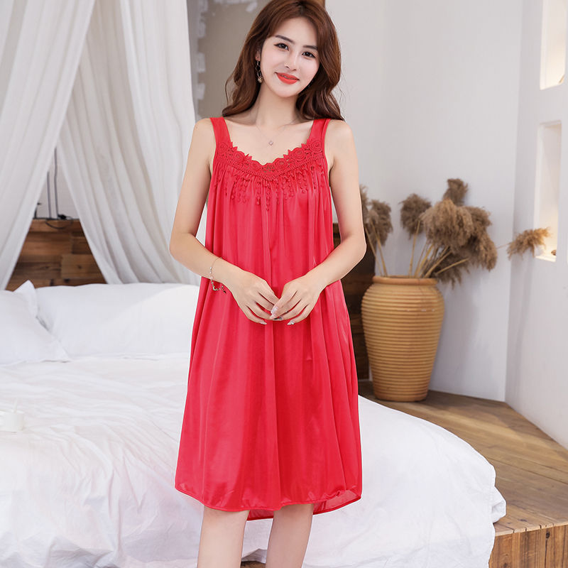 leisure wear Summer sexy lace silk Halter Dress underwears women’s nightdress sexy sleepwear  cool  smooth  comfortable pajamas nightclothes nightgown nighty