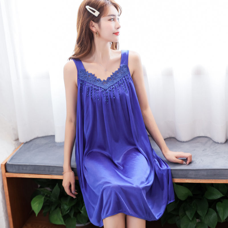 leisure wear Summer sexy lace silk Halter Dress underwears women’s nightdress sexy sleepwear  cool  smooth  comfortable pajamas nightclothes nightgown nighty