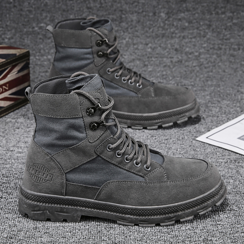 Men's shoes new high top canvas Martin boots casual work wear boots versatile men's fashion shoes