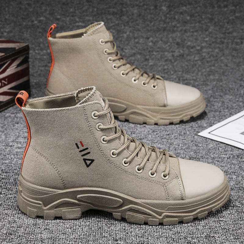 Men's shoes new high top canvas Martin boots casual work wear boots versatile men's fashion shoes
