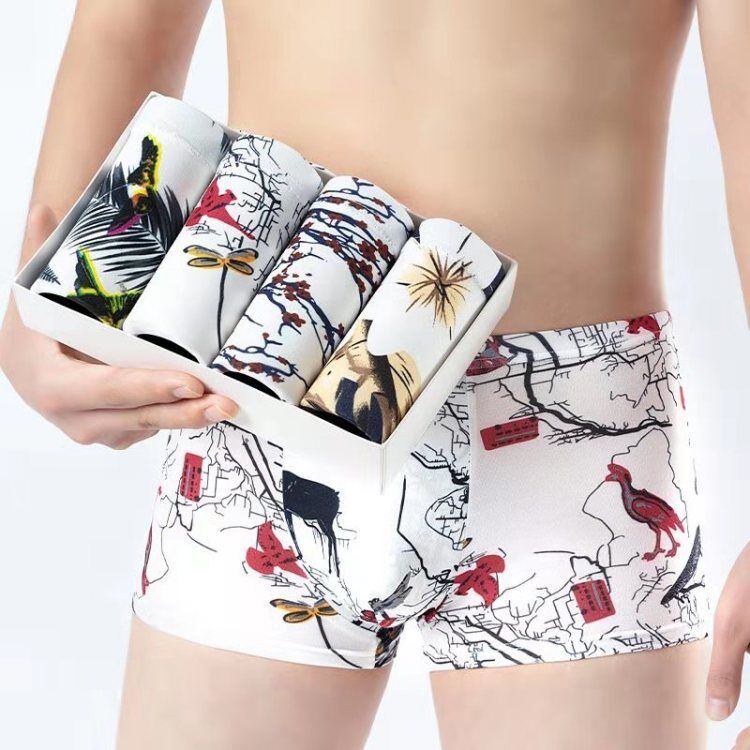 [4 packs] new men’s underwear summer men’s underwear sexy men’s boxer shorts men’s breathable Fashion Sexy Flat Pants Underwear Student Plus Size Pants Premium Soft comfortable Panties