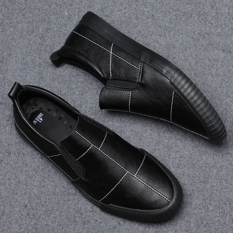 Men's Shoes Flats Loafers Summer leather low-cut flat-bottomed lazy one-foot Korean style trendy men&apos;s casual shoes