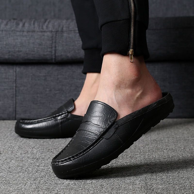 Men's Shoes > Slippers > Mules & Clogs Beach personality Korean men&apos;s peas half slippers plastic imitation leather waterproof men&apos;s oversho