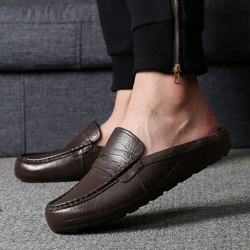 Men's Shoes > Slippers > Mules & Clogs Beach personality Korean men&apos;s peas half slippers plastic imitation leather waterproof men&apos;s oversho