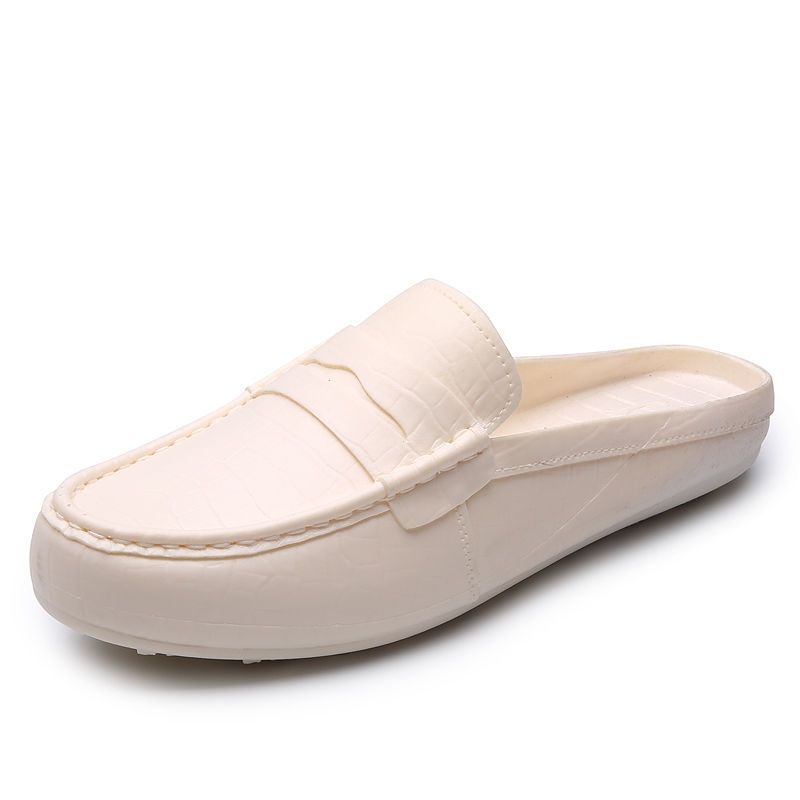 Men's Shoes > Slippers > Mules & Clogs Beach personality Korean men&apos;s peas half slippers plastic imitation leather waterproof men&apos;s oversho