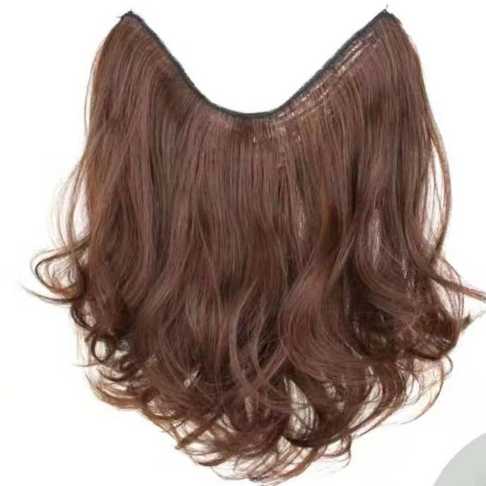 One piece fluffy wig female big wave curly hair wig piece invisible seamless hair extension wig