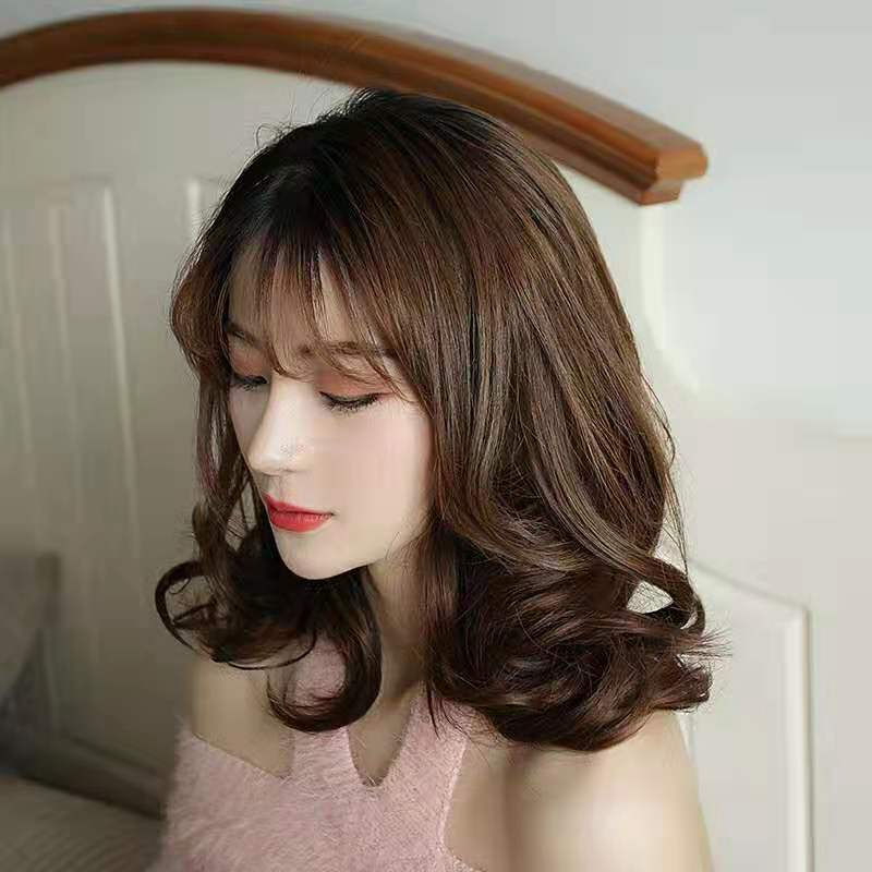 One piece fluffy wig female big wave curly hair wig piece invisible seamless hair extension wig
