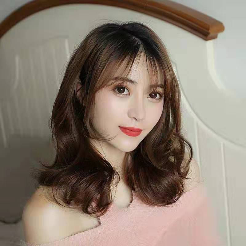 One piece fluffy wig female big wave curly hair wig piece invisible seamless hair extension wig
