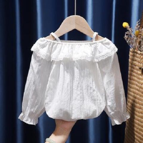Girls' tops, T-shirts, long-sleeved children's sling dress, new style princess sling dress, lace