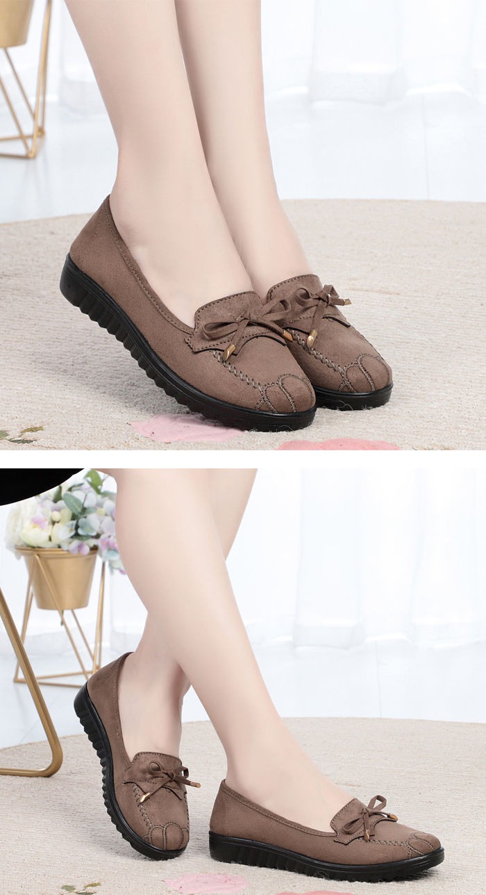 Women's Shoes > Flats > Loafers Women&apos;s shoes flat sole shoes middle-aged and elderly casual shoes black work shoes peas shoes